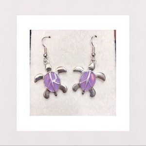 Purple Peace Turtle Drop Earrings